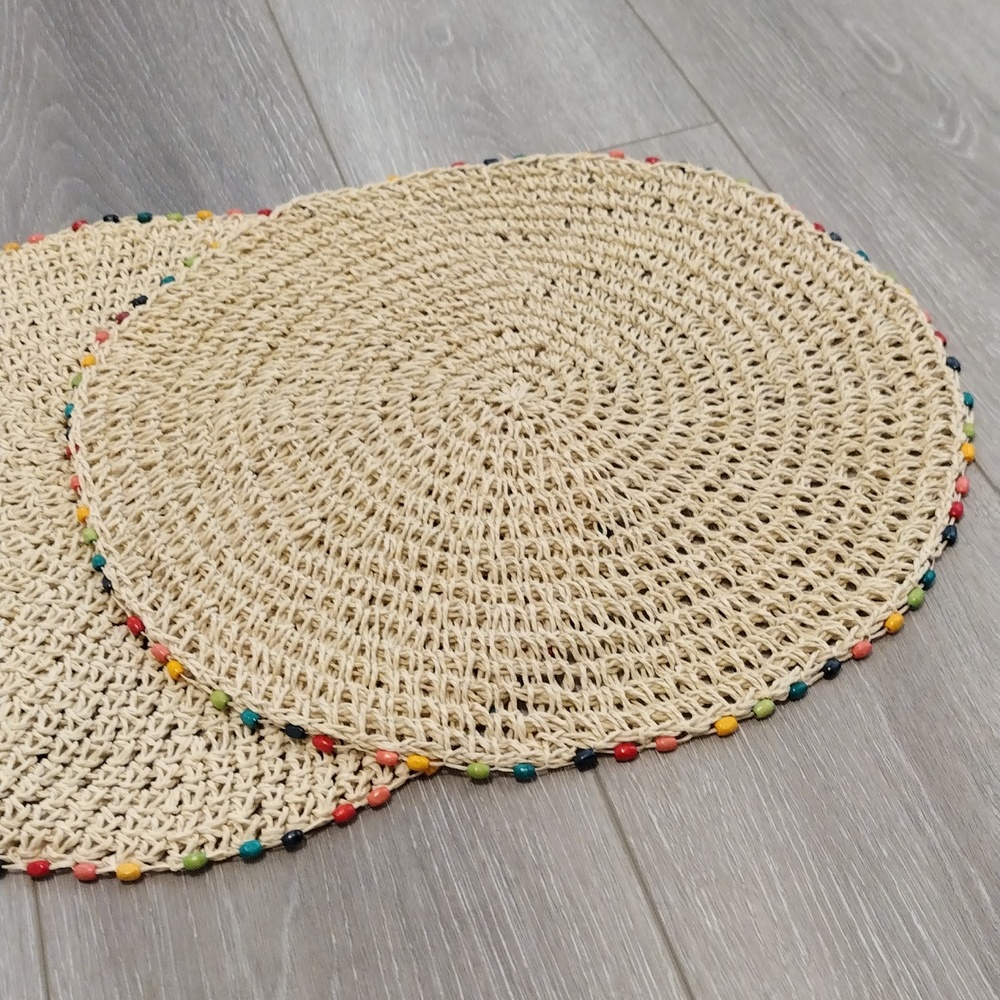 Handmade Woven Placemats with Colorful Trim - Picture 7 of 9